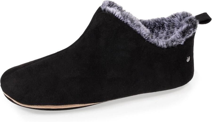 Luxe Comfortabele Instapsloffen Dames Zwart Warm Binnenwerk en Suède Look