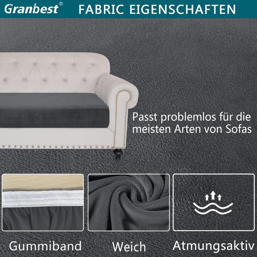 Luxe fluwelen bankovertrek zeer elastische bankovertrek voor bank superzacht dik zitkussen bescherming (3-zits grijs)