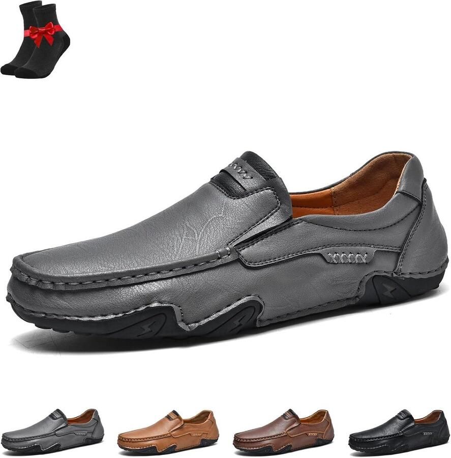 Luxe Handgestikte Leren Instappers voor Heren Comfortabele Lichte Flats