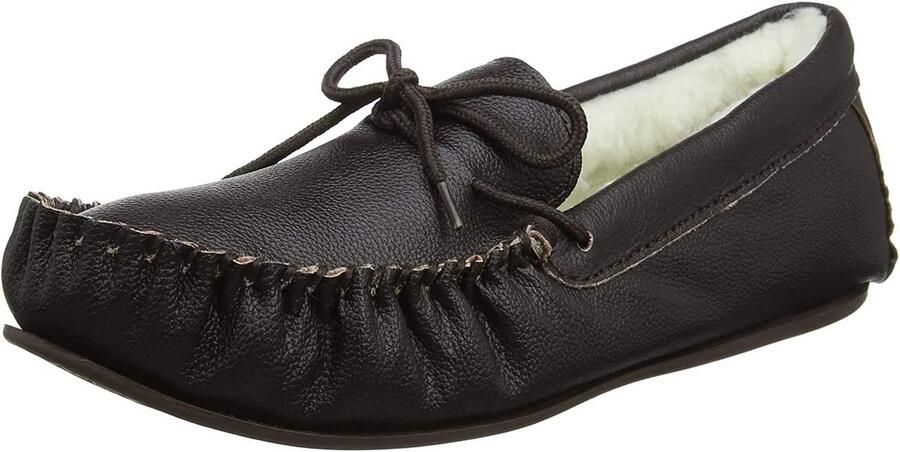 Luxe Leren Heren Slippers met Wollen Voering en Rubberen Zool