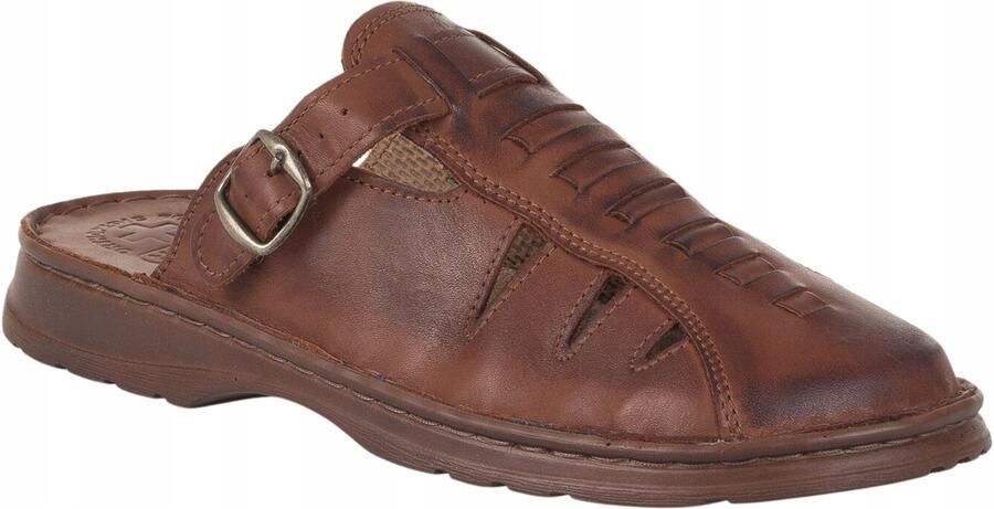 Luxe leren herenklompen Łukpol 801 2 bruin