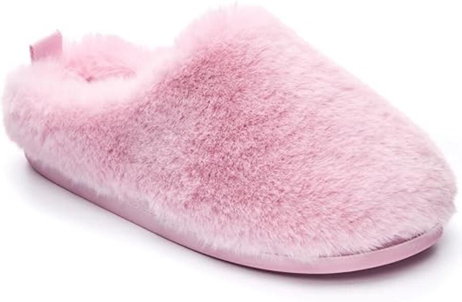 Luxe Muilezel Slipper voor Dames met Faux Fur en Gewatteerde Fluwelen Voering Antislip Zool Machine Wasbaar Comfortabele Huisschoen