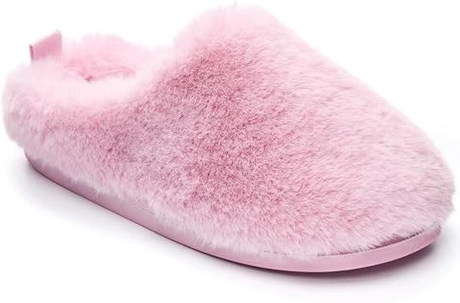 Luxe Muilezel Slipper voor Dames met Faux Fur en Gewatteerde Fluwelen Voering Antislip Zool Machine Wasbaar Comfortabele Huisschoen