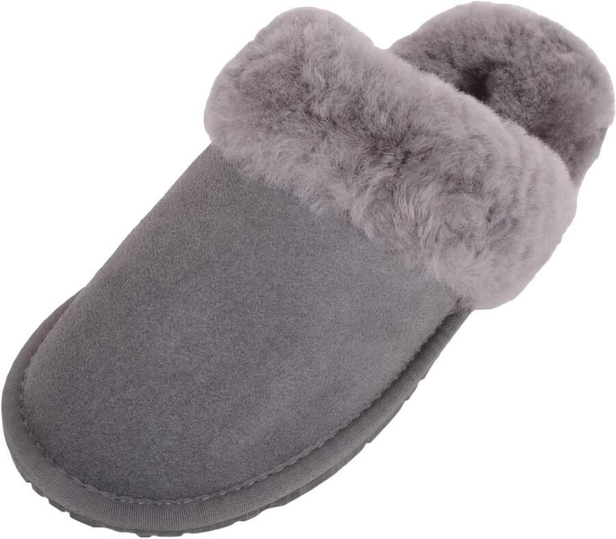 Luxe Muiltjes Pantoffels van Schapenvacht met Manchet Warme Comfortabele Huisslippers
