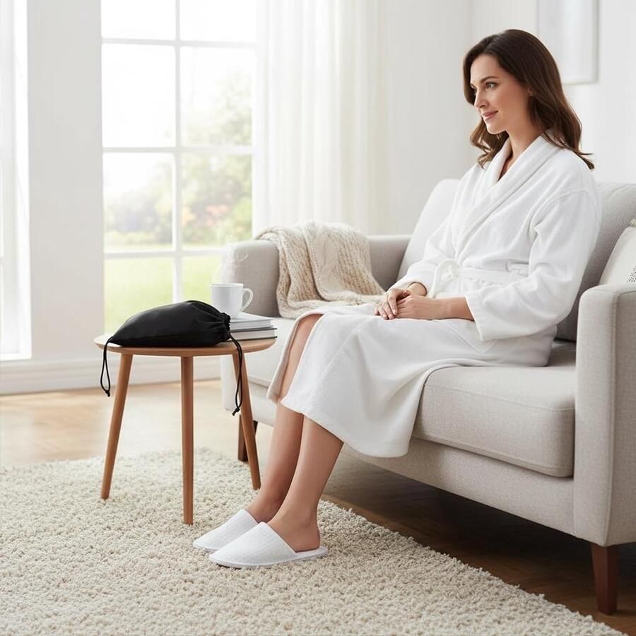 Luxe Wegwerp Slippers voor Dames Dichte Neus Wasbaar en Opvouwbaar Ideaal voor Spa Reizen en Thuisgebruik met Opbergtas