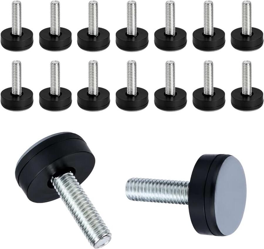 M6 x 20 mm set van 16 PTFE meubelglijders om te schroeven ronde stoelglijders en tafelglijders voor hout- laminaat- en tegelvloeren krasvrije vloerglijders met roestvrijstalen