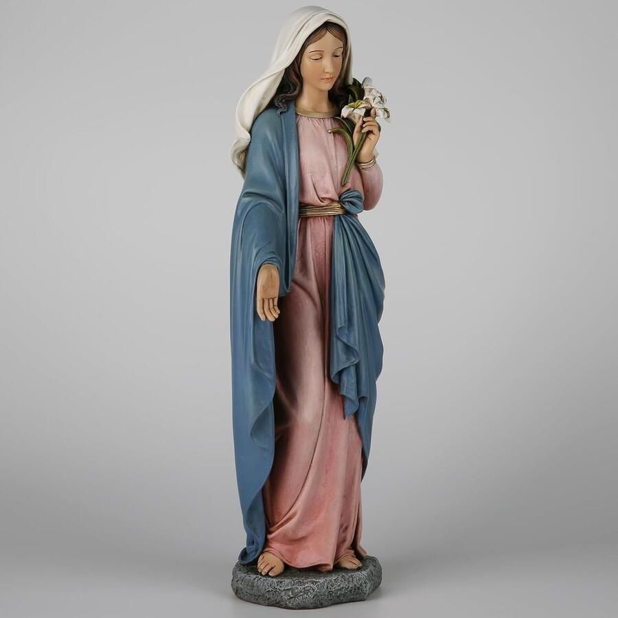 Madonna-beeld van de Heilige Maria met lelies elegante decoratie voor thuis handbeschilderd renaissance-collectie