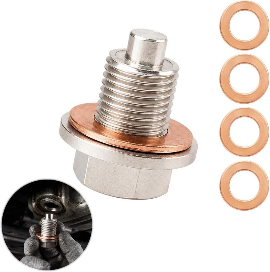 Magnetisch M12 x 1 25 afvoerstop roestvrij staal aluminium met neodymium-magneet 5 koperen sluitringen voor auto motorfiets boot motoronderhoud