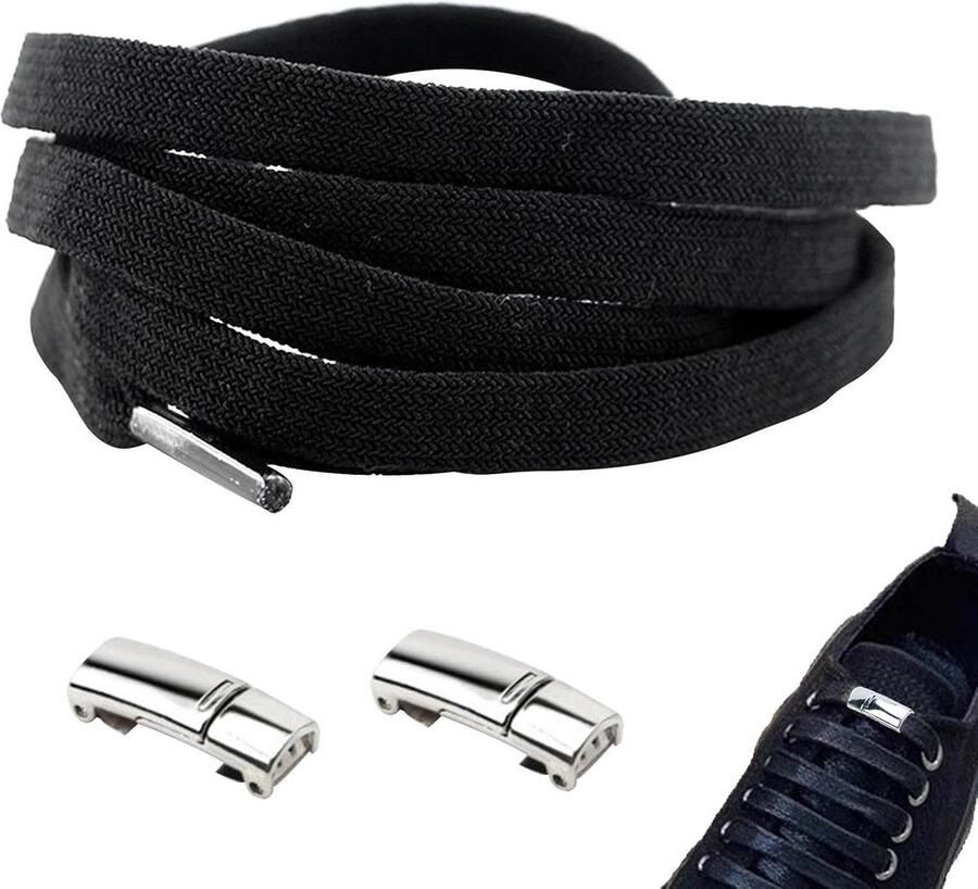 Magnetische Gespen Schoenveters Sluitingen Snel Schoenen Sluiten Geen Strikken Nodig 8.7 x Zwart