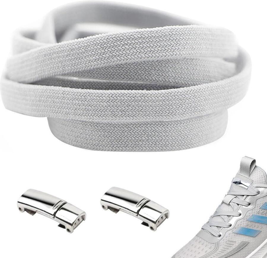Magnetische Vetersluiting Metalen Gesp Schoenen Zekeren Geen Strikken Nodig 8 mm Breed Grijs