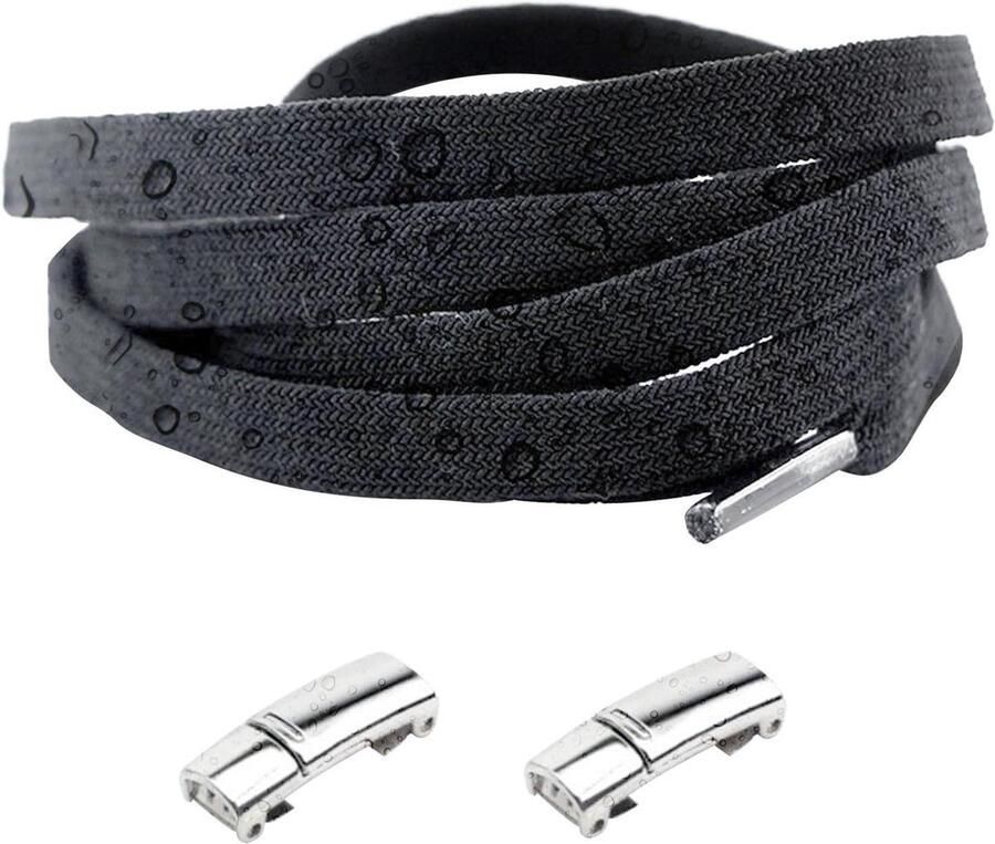 Magnetische Vetersluiting Schoenveter Gesp Snel Schoenen Sluiten Geen Knoop Nodig Zwart