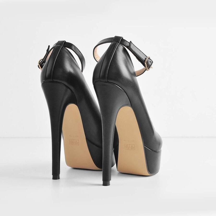 Maker Dames Plateau Heels Glitter Mary Jane Pumps Stilettos