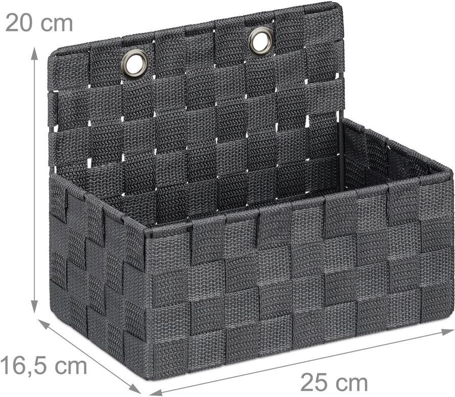 Mand hangend mandje voor in de badkamer hal slaapkamer kleine mand HxBxD 20 x 25 x grijs