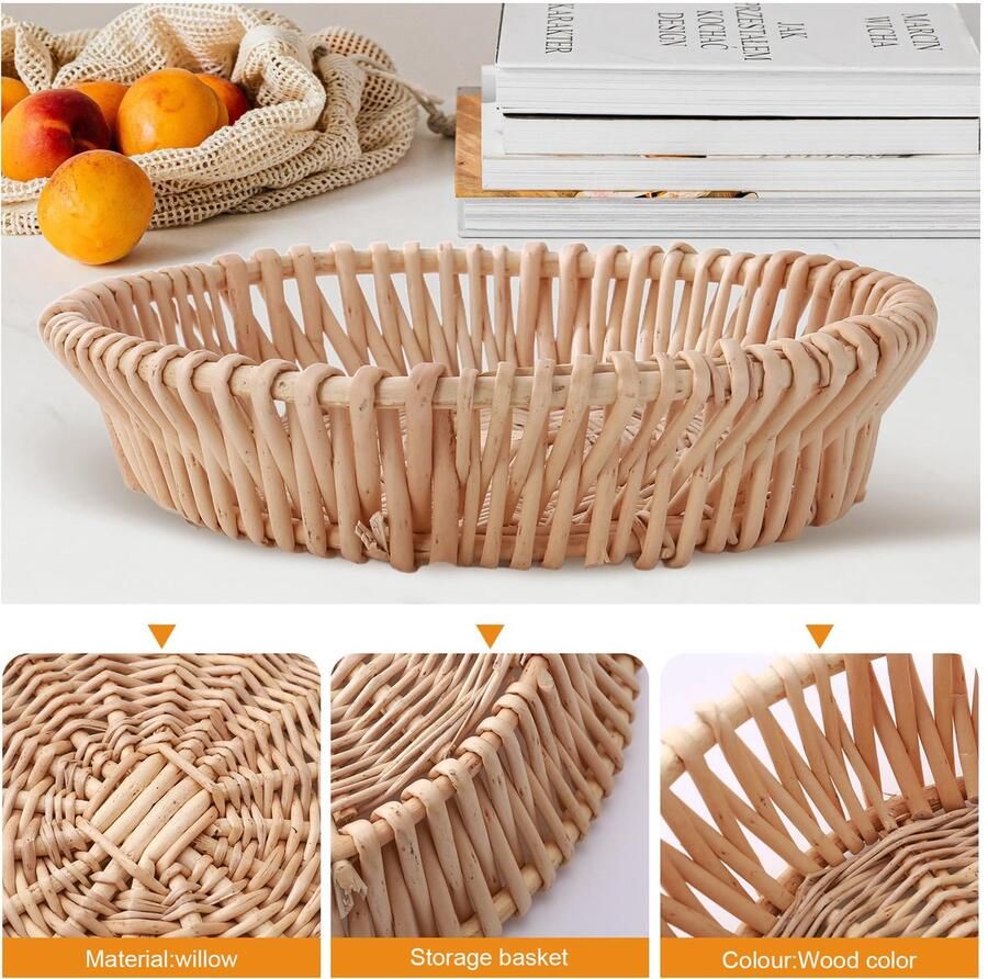 Mand rieten mand voedselserveermand voor brood fruit groente opslag geschenkmand x