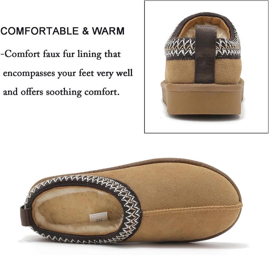 Mangni Dames Pluche Met Fleece Gevoerde Huisschoenen Met Indoor Outdoor warme pantoffels 36-43