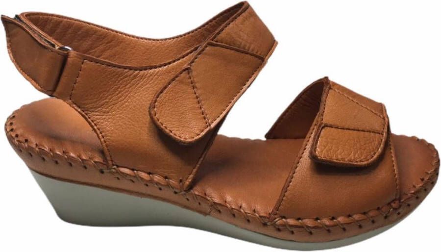 Manlisa 3 velcro dames sandaal s203-301 cognac