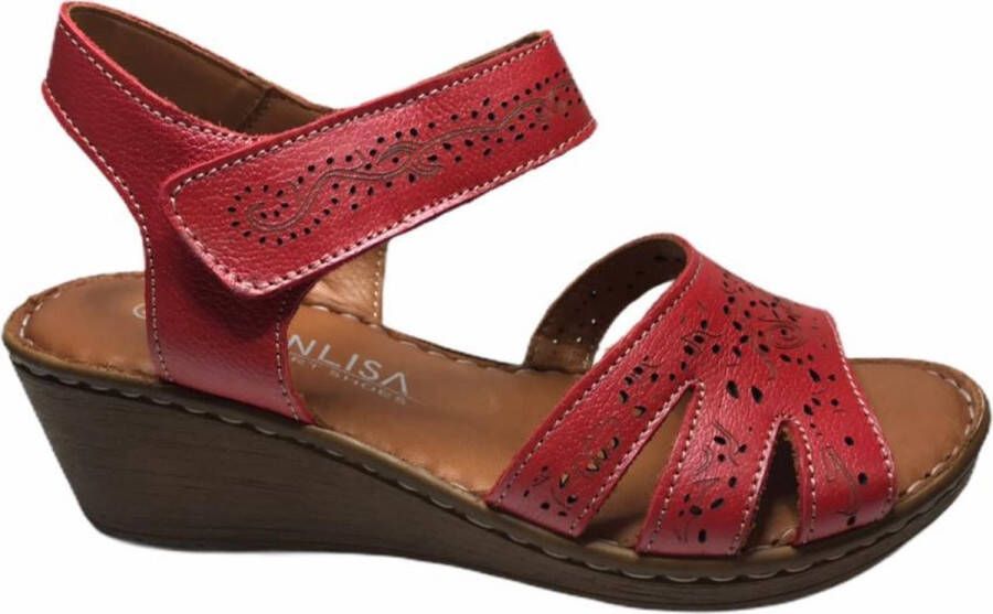 Manlisa dames velcro sandaal rood