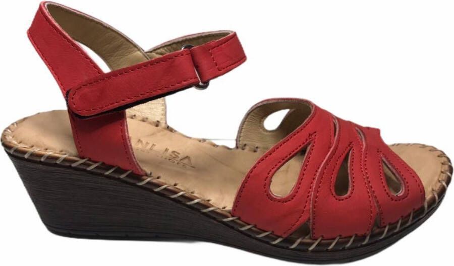 Manlisa dames velcro sandaal rood