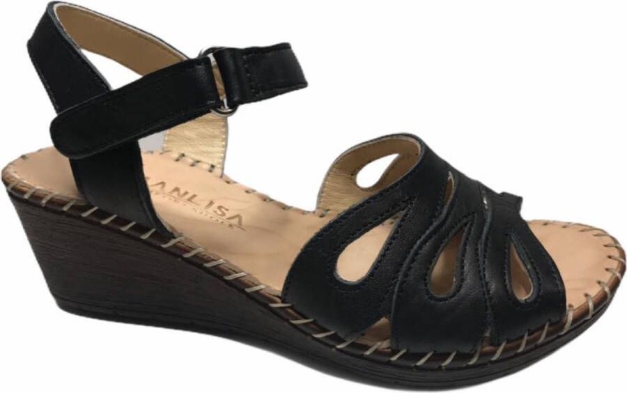 manlisa dames velcro sandaal S207-7046 zwart