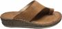 lisa 4 cm hoogte lederen comfort teen slippers W107-1880 Camel - Thumbnail 1