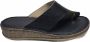 Manlisa 4 cm hoogte lederen comfort teen slippers W107-1880 Zwart - Thumbnail 1