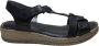 Manlisa 4 cm hoogte lederen comfort velcro sandalen S204-08 zwart - Thumbnail 1