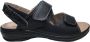 Manlisa platte lederen comfort sandalen velcro's 502 Zwart geschikt losse steunzolen - Thumbnail 1