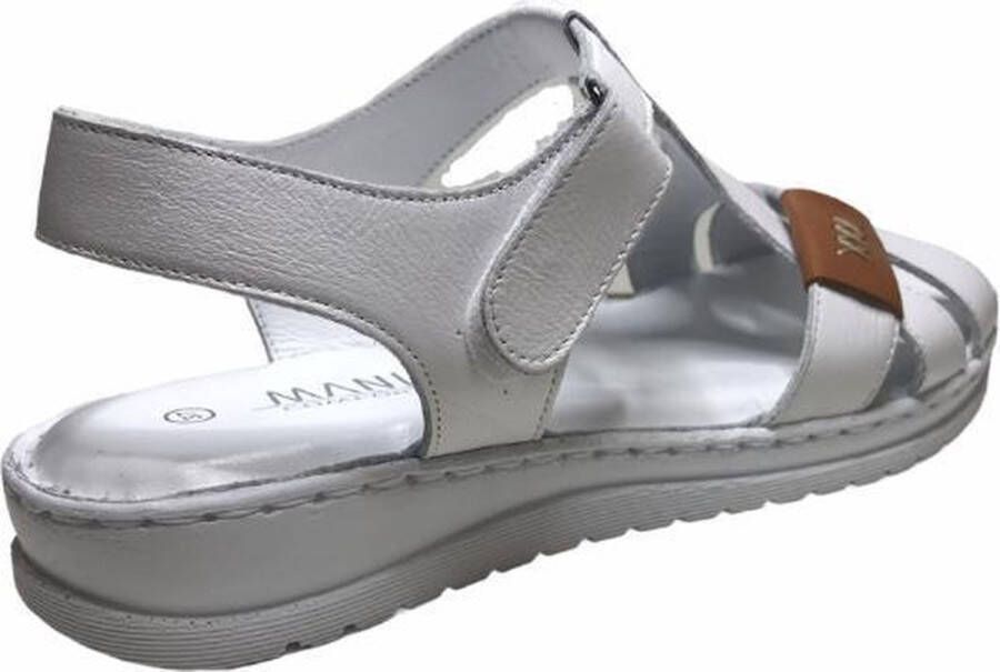Manlisa velcro 3 kruisjes platte lederen comfort sandalen S147-20-1725 wit