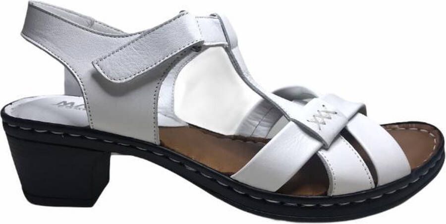 Manlisa velcro 6 cm hakje lederen comfort sandalen S-103-S-064 wit