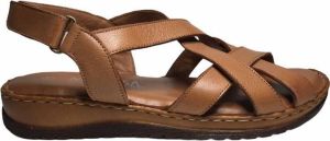 Manlisa velcro platte lederen comfort sandalen S147-20-1730 camel