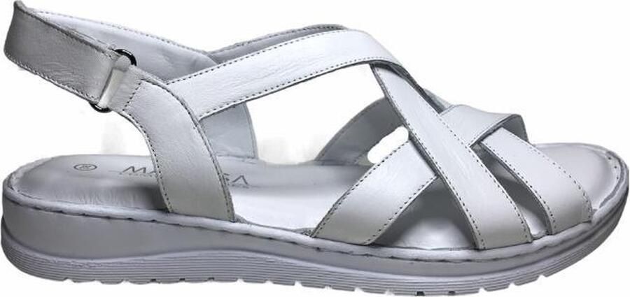 Manlisa velcro platte lederen comfort sandalen S147-20-1730 wit