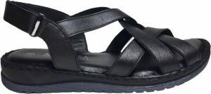 Manlisa velcro platte lederen comfort sandalen S147-20-1730 zwart