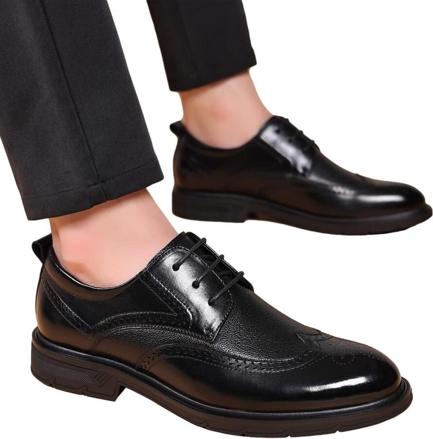 Mannen Echt Leer Derby Brogues Formeel Veterschoenen Zakelijke Trouwjurk Schoenen