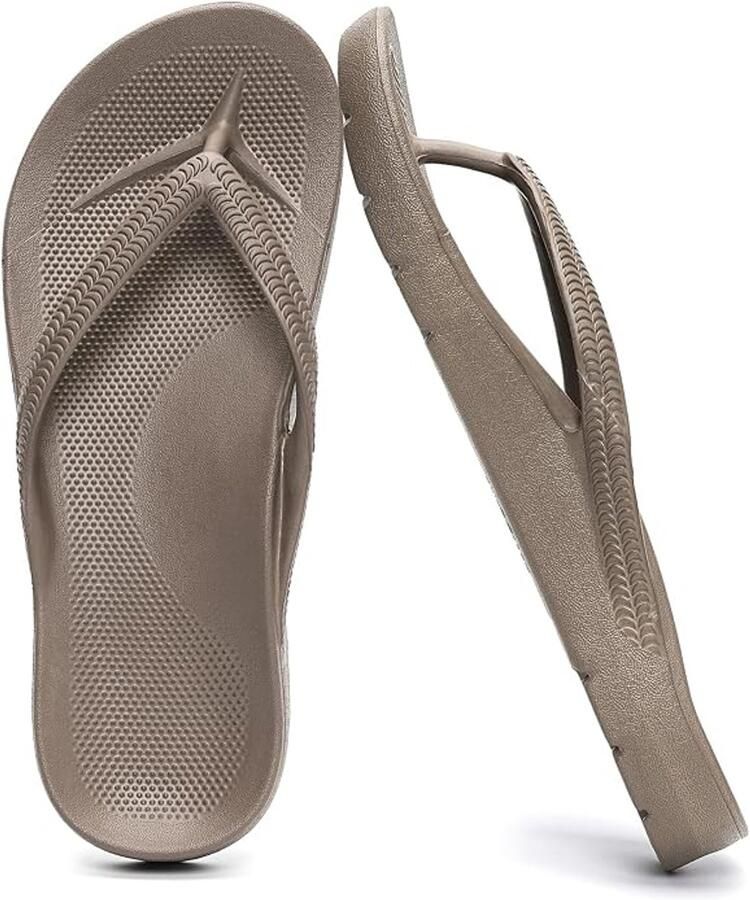 nen en Universele s Slip Sandalen met middelvoetsteuning Comfortabele Badkamer Slippers lichtgewicht gevoerde teenslippers voor op reis Bruin