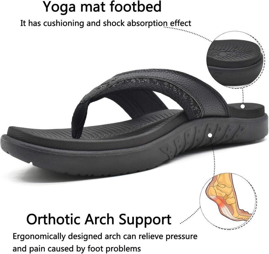 Heren Sport Flip Flops Comfort Orthotische Thong Sandalen met Plantaire Fasciitis Arch Ondersteuning Outdoor Zomer Strand ~