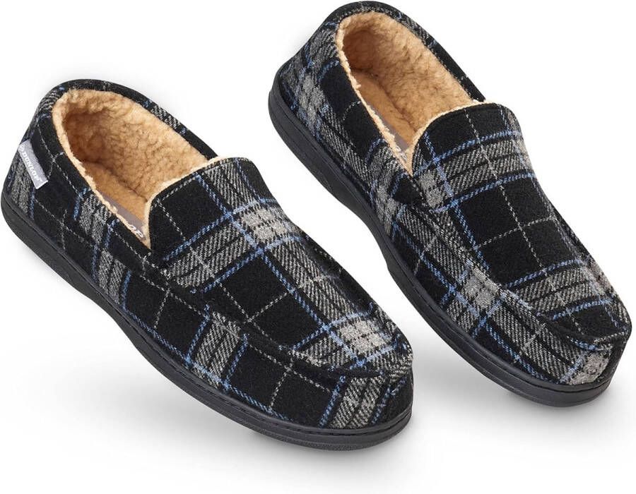 Mannen Moccasins Slippers Faux Schapenvacht Huisslippers met Rubberen Zool Klassieke Memory Foam Pluche en Ademend Design