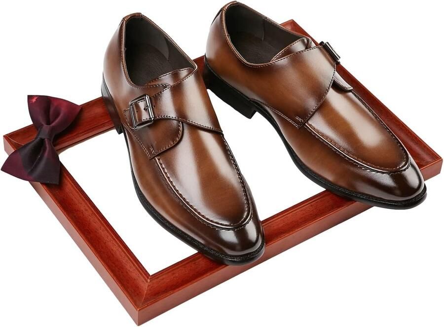 Mannen Slimme Enkele Gesp Monnik Schoenen Microvezel Leer Formeel Platte Loafers