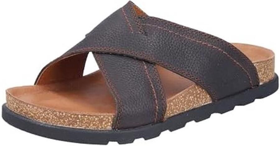 Mannen Slippers van Glad Leer in Bruin Comfortabele en Stijlvolle Zomerfootwear