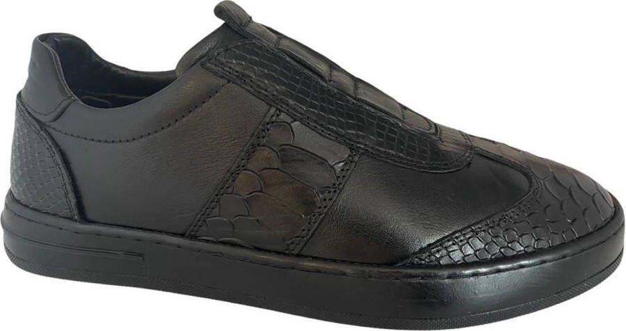 Mannenschoenen- Heren instappers- Nette sportieve schoenen 116- Leather- Zwart