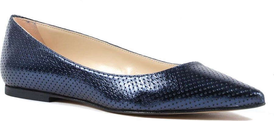 19v69 Italia Italiaanse leren ballerinaflats marineblauw