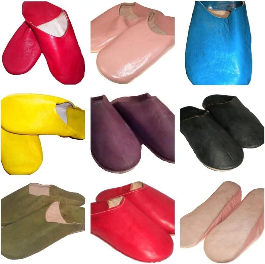 Marokkaanse Leren Baboche Slippers Handgemaakt 9 Kleuren Fair Trade