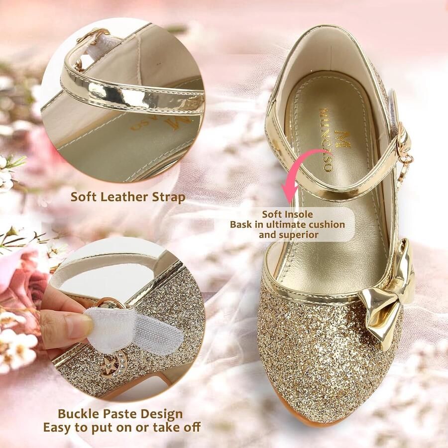 Mary Jane Prinsessenschoenen met glanzende strik glitter feestschoenen voor meisjes bloemenmeisjesschoenen voor banketten verjaardagsfeestjes cosplay dansschoenen