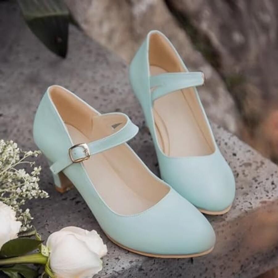 Mary Jane Pumps Blauw Blokhak