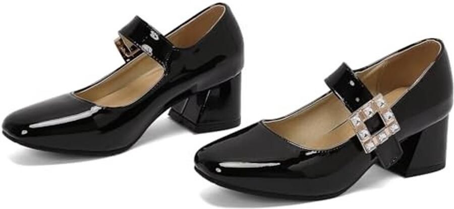Mary Jane Pumps Blokhak Zwart