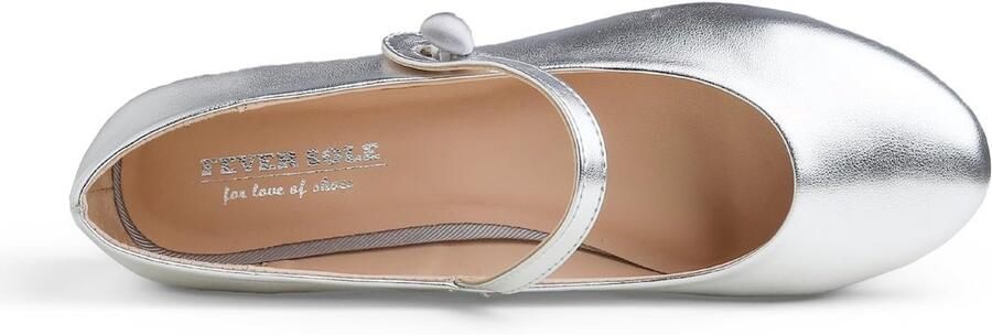 Mary Jane schoenen dames 40 EU vegan zilver ronde neus comfortabel voor dagelijks gebruik ShopVlot
