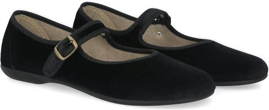 Mary Jane Schoenen Dames Fluwelen Ballerina's Casual Sandalen Platte Schoenen Sluiting met Gesp Gemaakt in Spanje