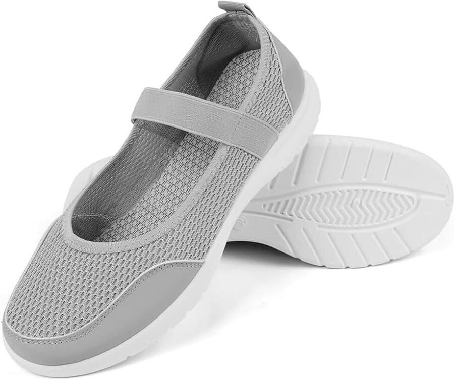 Mary Jane voor Dames Met Klittenbandsluiting Mesh-Stof Comfortabele Platte Schoenen Ballerina's met Antislipzool Elegante Loafers voor Dames Dagelijks Gebruik Op Kantoor