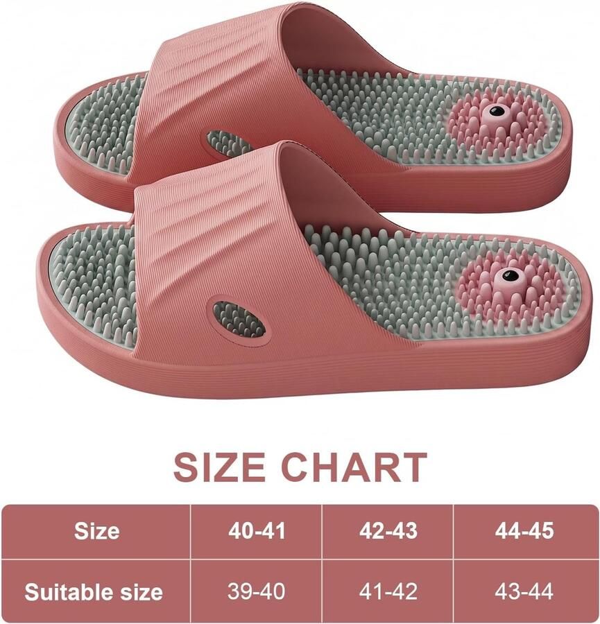 Massage Slippers voor Mannen Reflexologie voor Voeten Antislip Badslippers Verbeter Bloedcirculatie en Comfort Geschikt voor Binnen en Buiten (Roze 40-41)