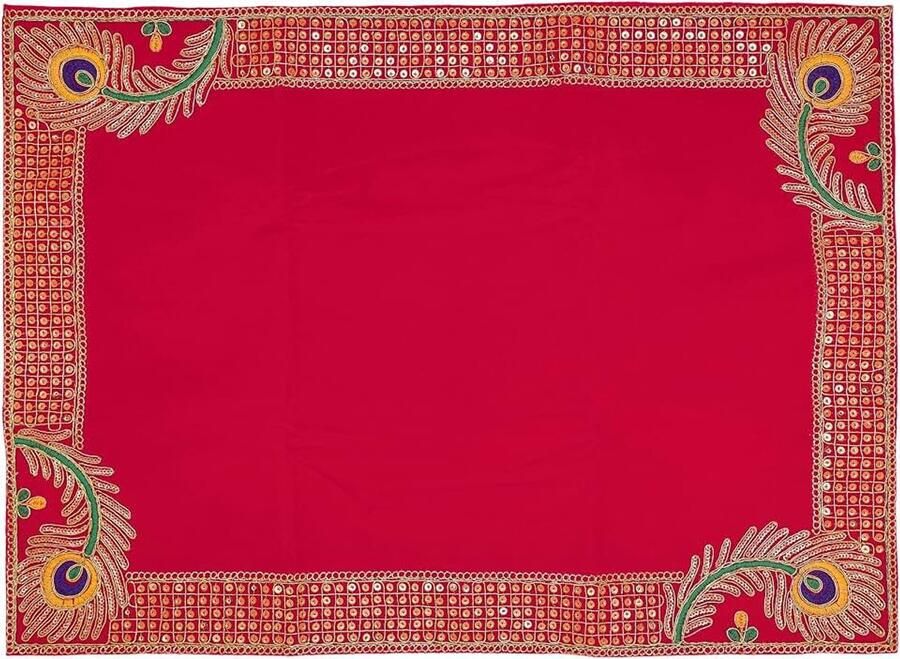 Mat Aasan Velvet Pooja Decorative Cloth Inches X 17 Inches) for Multipurpose Indian Traditional Ethnic New year Gifts Festival Decorations Pooja Item Articles Laxmi (Pink)