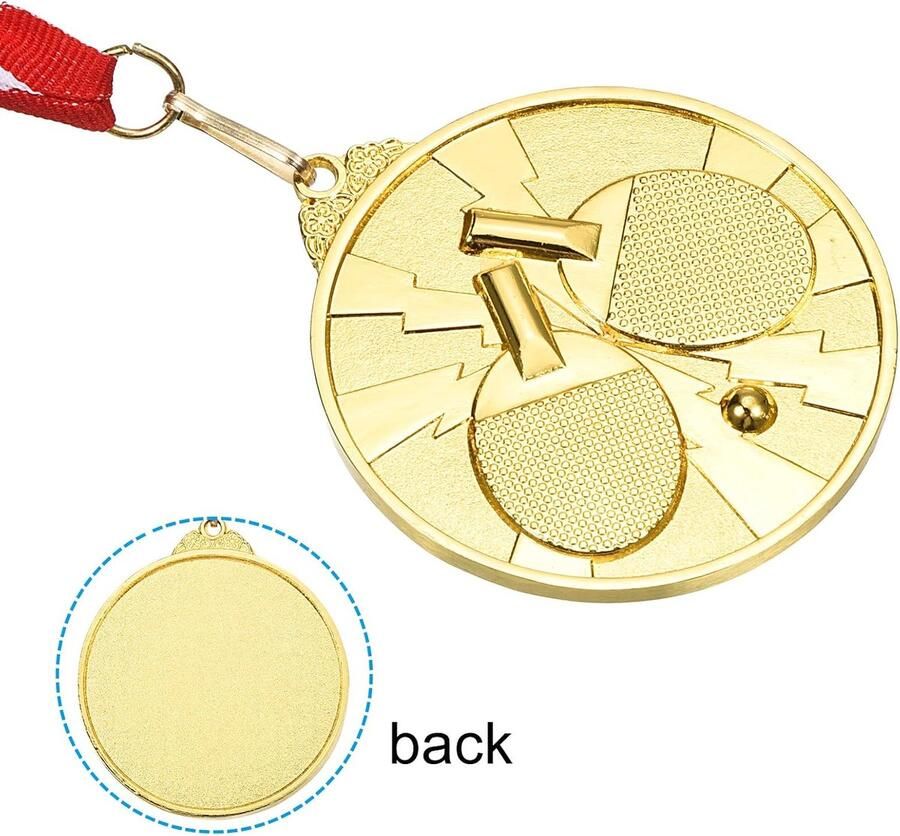 Medailles 3 Pack Tafeltennis Award Medailles Set Gouden Zilveren Bronzen Medaille met Lint Rood Wit voor Games Sportwedstrijden